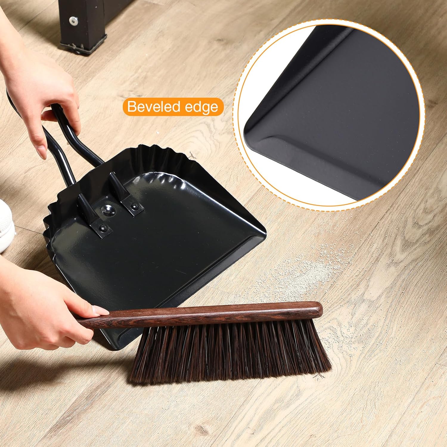 Mumufy 4 Pack 12 inch Heavy Duty Metal Dustpan Large Wide Dust Pans for Household Handheld Wide