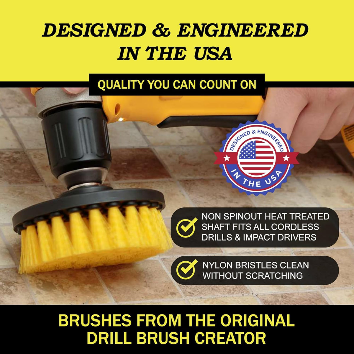 Drillbrush Drill Brush Attachment Set for Bathroom Cleaning – Power Scrubber Brush Kit for Tub