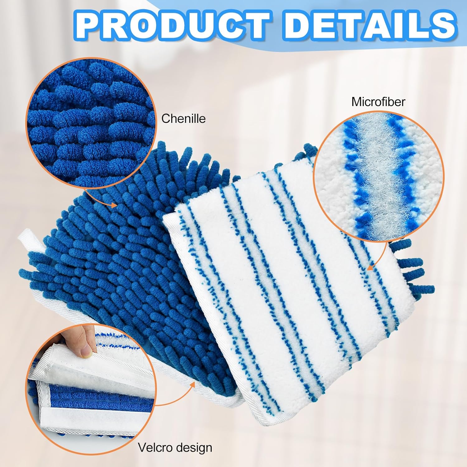 Microfiber Mops for Floor Cleaning, Flat Mop with 3 Reusable Pads and Extendable 58" Long Handle