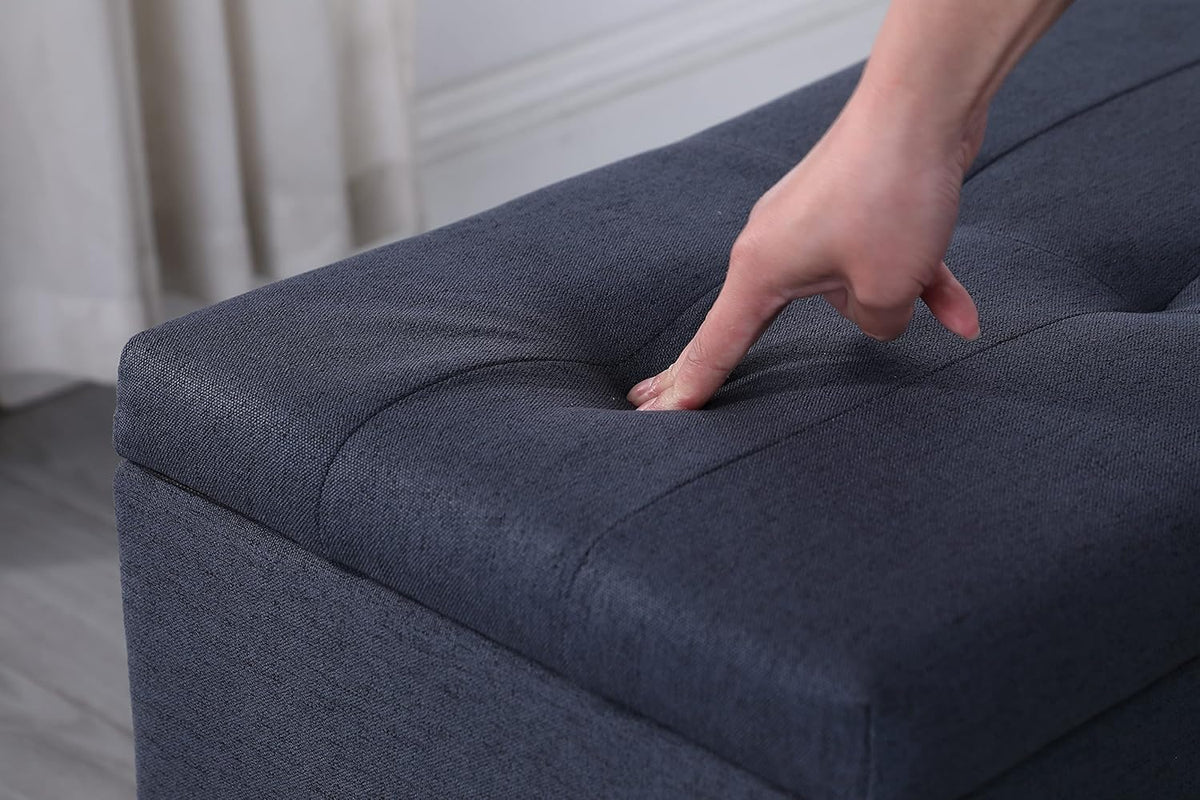 Set of 3 Hinged Storage Ottoman, 38'' Ottoman Bench with Storage and Thick Seating, End of Bed