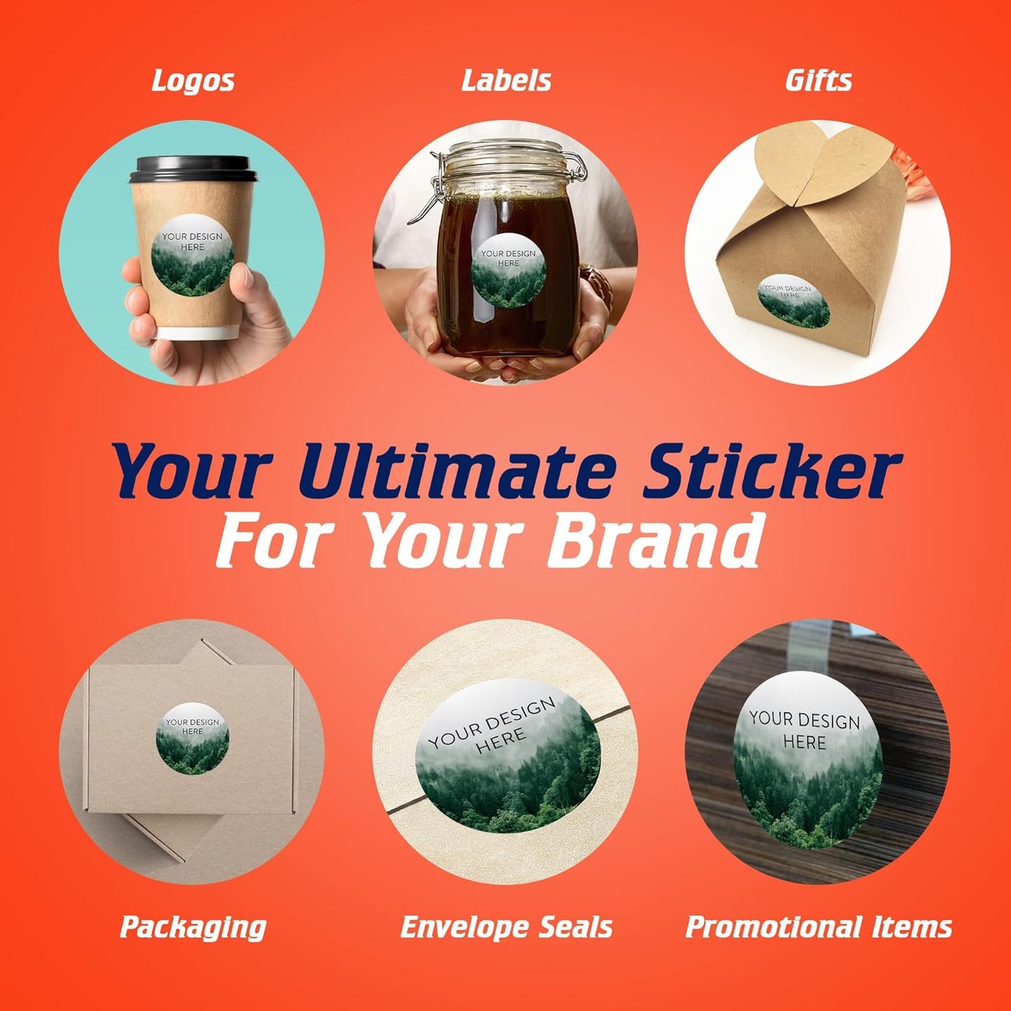 100 Custom Vinyl Stickers - Upload Your own Image, Text, Design, Logo - Personalized Logo Labels