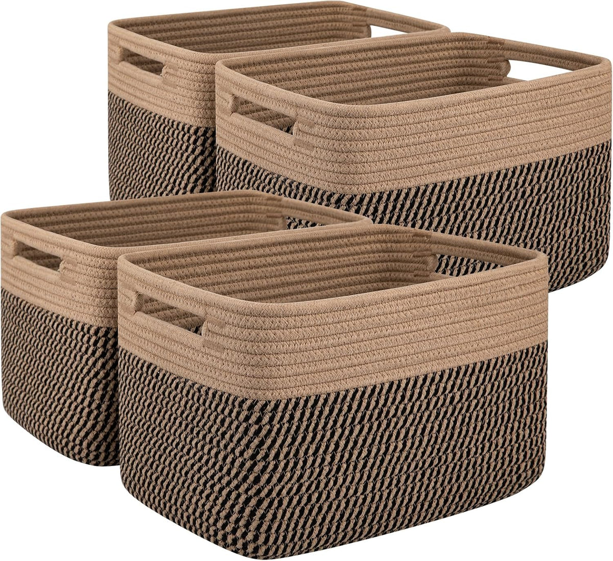 OIAHOMY 4 Pack Storage Baskets for Organizing, Basket for Shelves with Handle, Woven Baskets for
