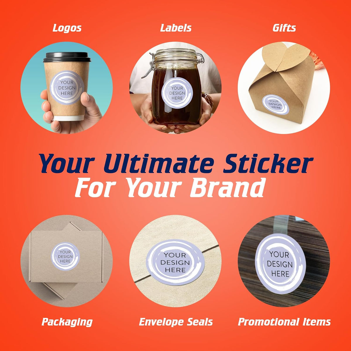 100 Custom Vinyl Stickers - Upload Your own Image, Text, Design, Logo - Personalized Logo Labels