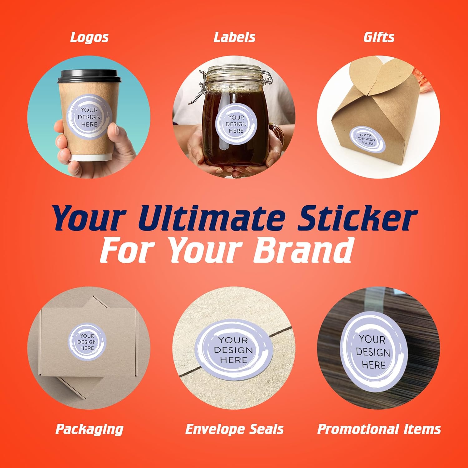 100 Custom Vinyl Stickers - Upload Your own Image, Text, Design, Logo - Personalized Logo Labels