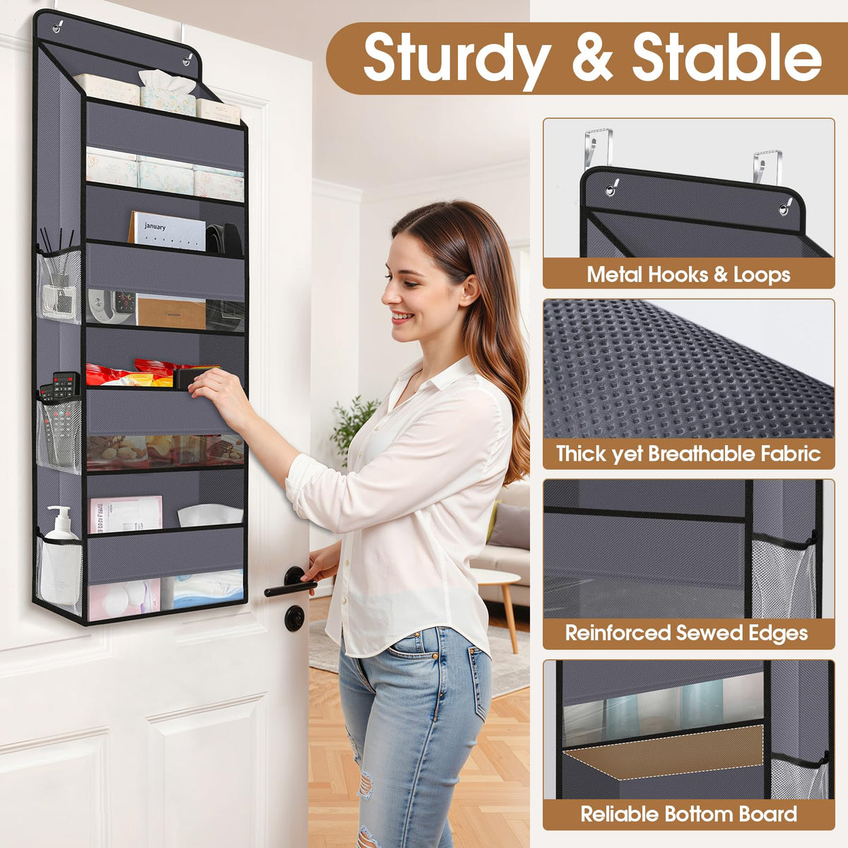 WISELIFE Over The Door Organizer Storage behind Door Hanging Organizer for Nursery – view 6