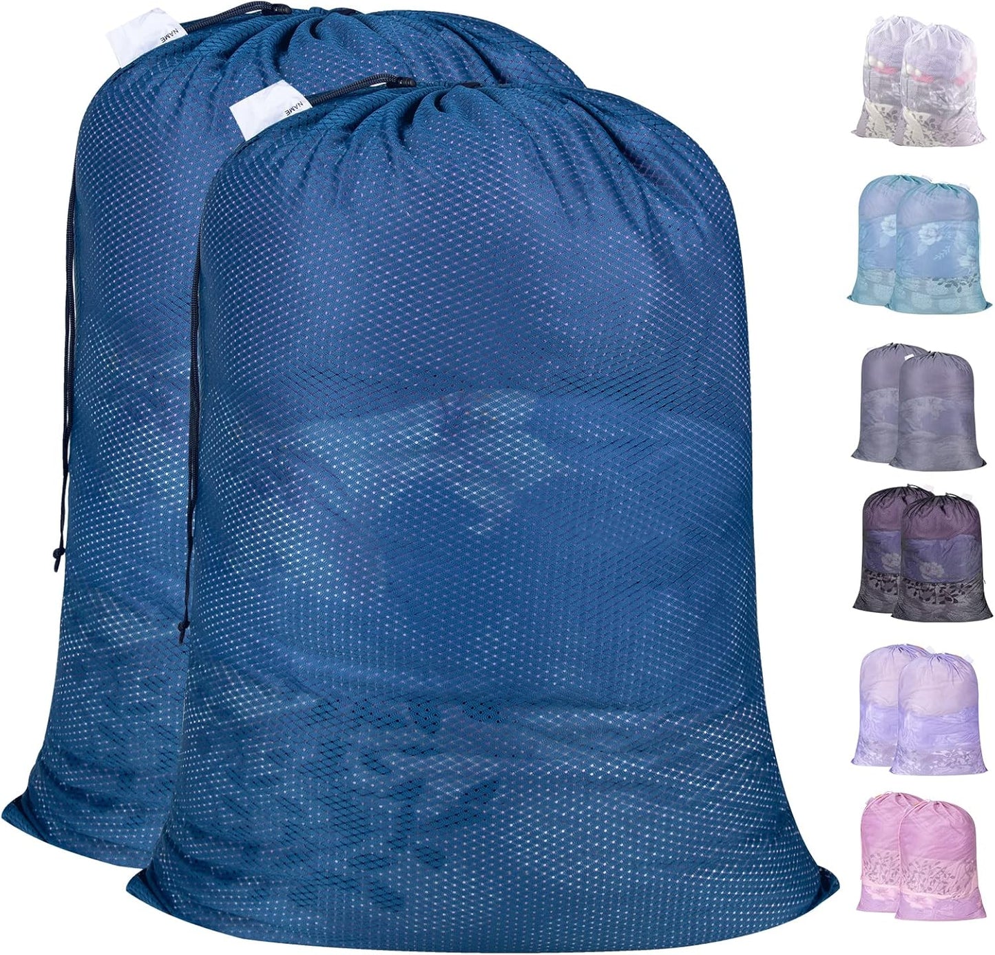 Polecasa Heavy Duty Large Mesh Laundry Bags with ID Tag and Locking Drawstring Closure - 2 Pack, 24
