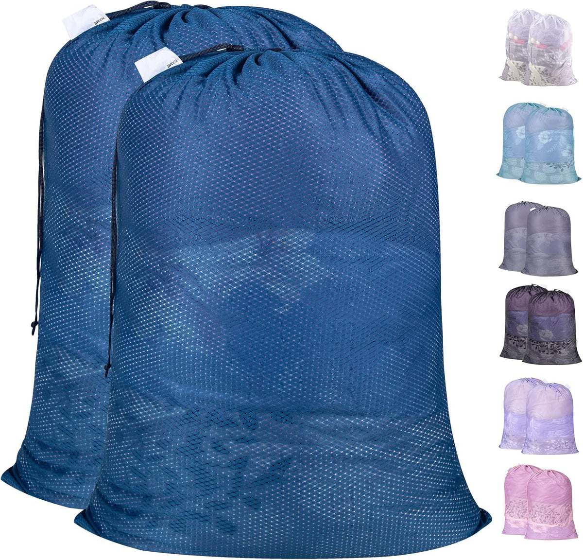 Polecasa Heavy Duty Large Mesh Laundry Bags with ID Tag and Locking Drawstring Closure - 2 Pack, 24