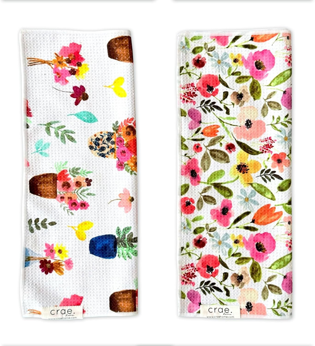 2 Double Sided Microfiber Hand Towels, 17x27 Inches Waffle Design Kitchen Towels Set, Durable &