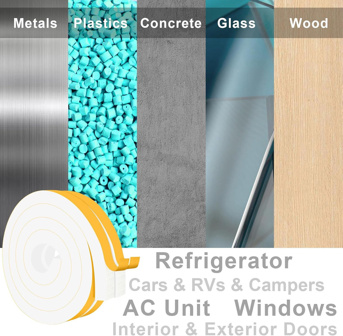 Weather Stripping Door Seal Strip, Strong Adhesive Doors and Windows Insulation Soundproof