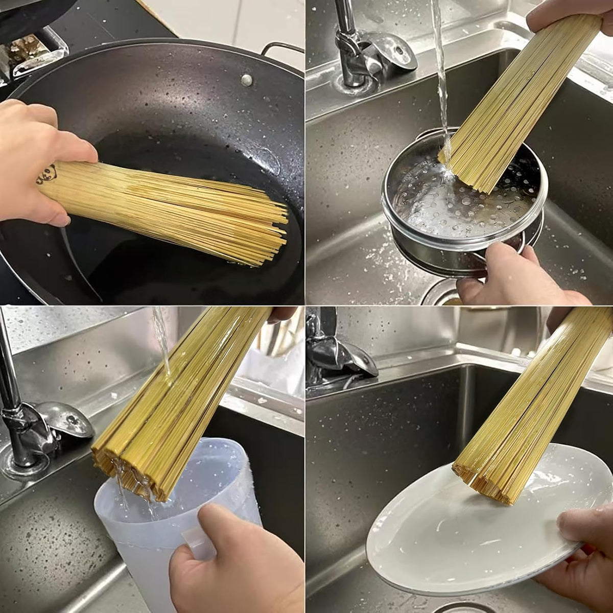 Bamboo Wok Brush 2 Pack – Handmade Natural Scrubbers for Carbon Steel & Cast Iron, 100% Bamboo, No