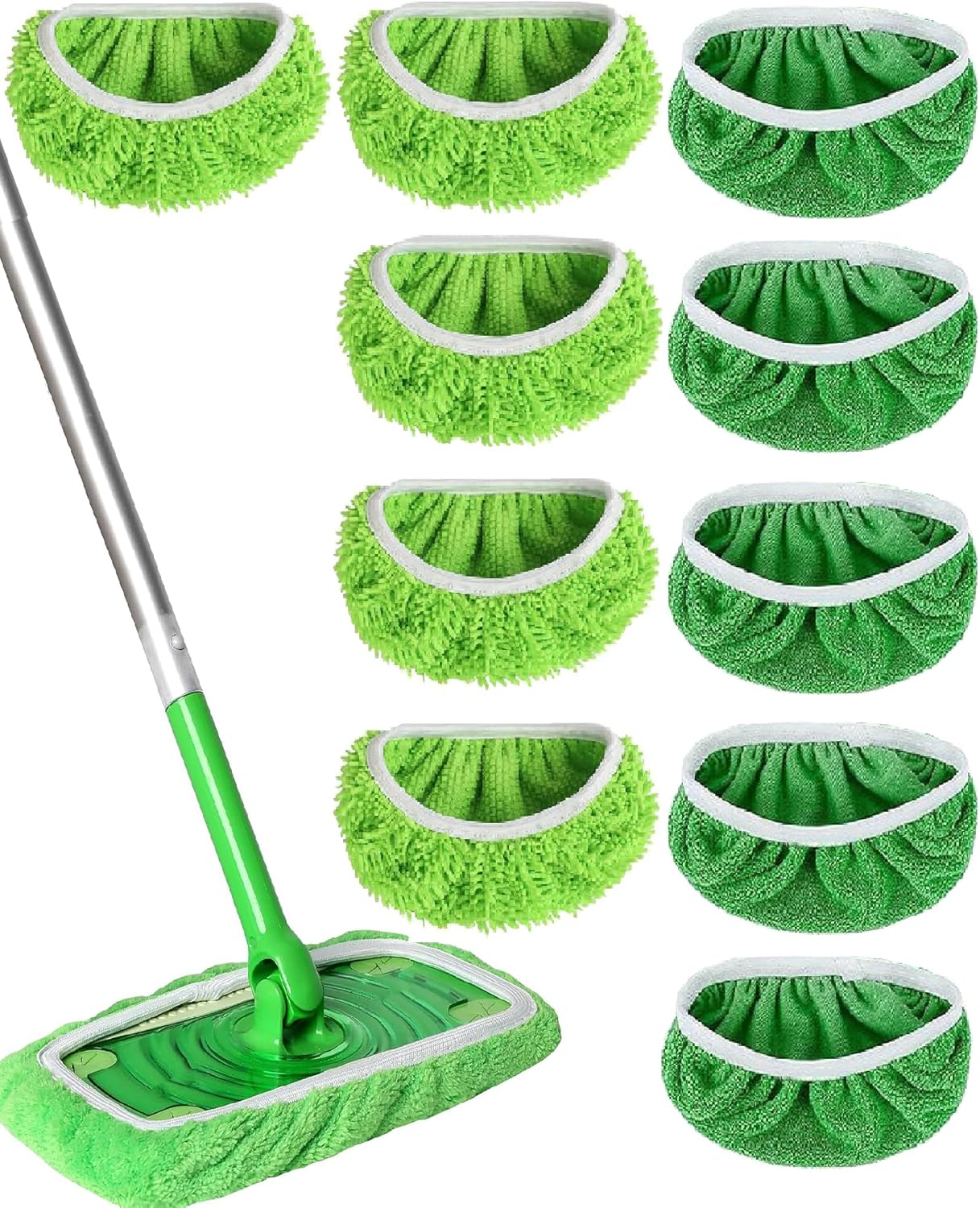 Reusable Microfiber Mop Pads Washable Wet & Dry Sweeping Cloths Mop Head Replacement for Household