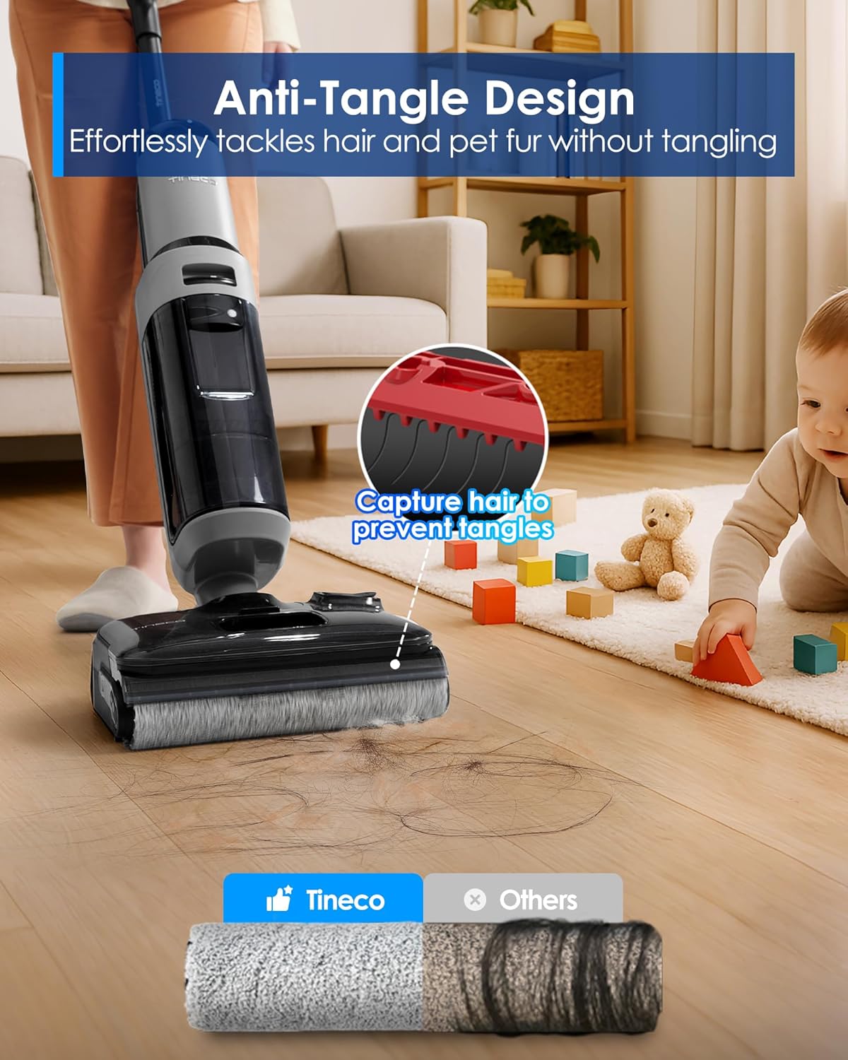Tineco Floor ONE i5 Stretch Wet Dry Vacuum Cleaner, Vacuum & Mop in One Step, 20kpa Powerful