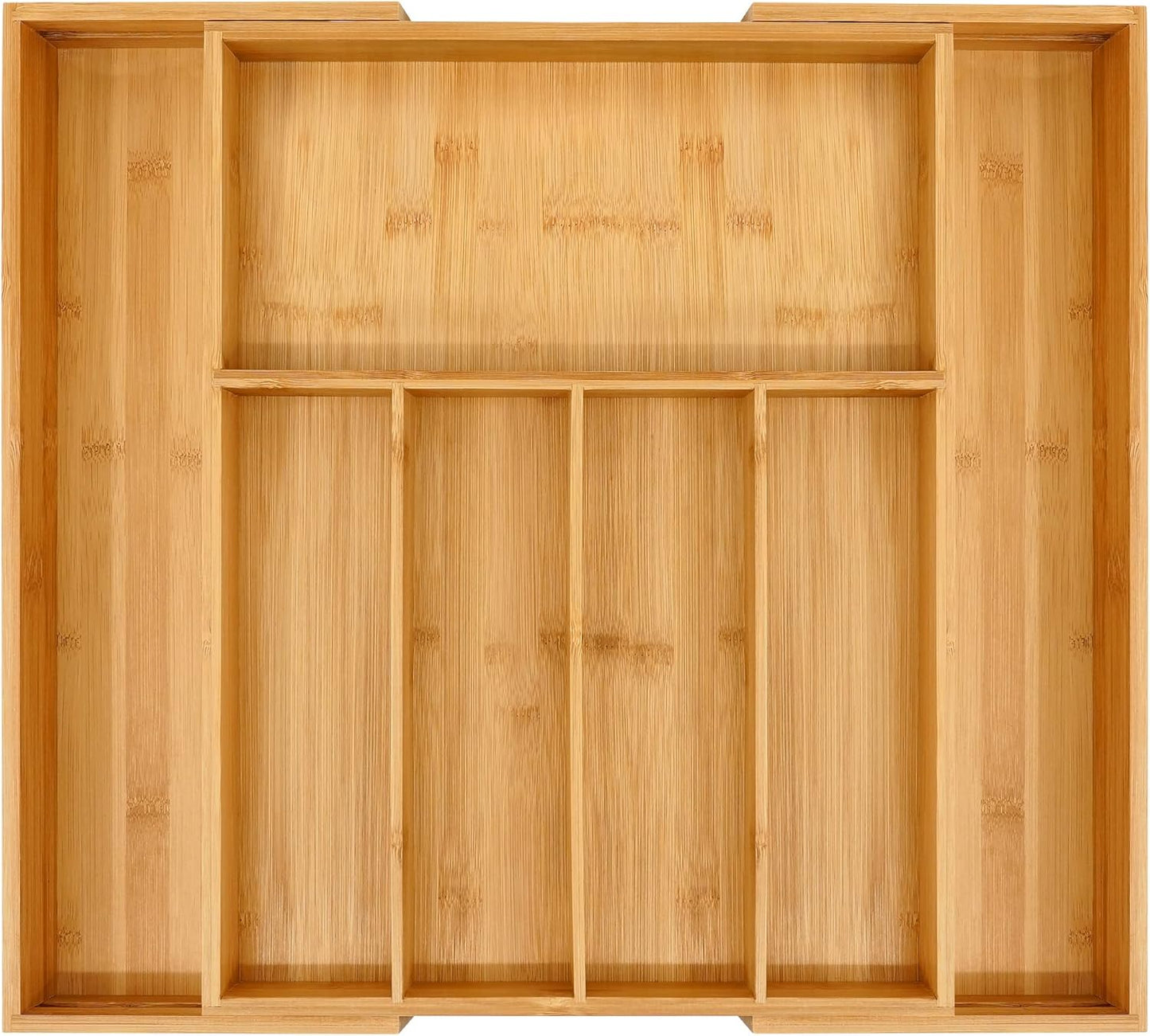 VaeFae Premium Bamboo Drawer Organizer, Expandable Silverware Drawer Organizer, Cutlery Tray with