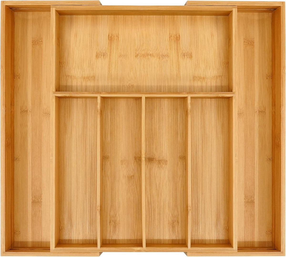 VaeFae Premium Bamboo Drawer Organizer, Expandable Silverware Drawer Organizer, Cutlery Tray with