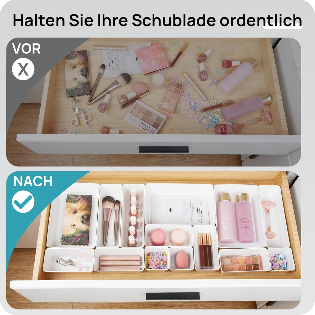 Vtopmart 25 PCS Plastic Drawer Organizers Set, 4-Size Versatile Bathroom and Vanity Drawer