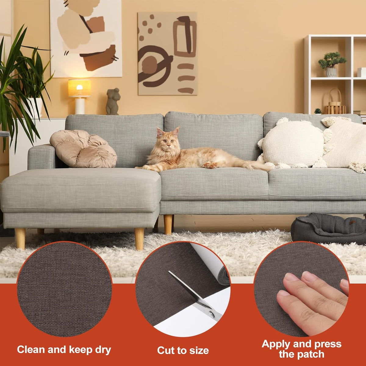 PATIKIL 70x4.4 Inch Linen Repair Tape, Repair Fabric Patch Self Adhesive Couch Patch Line Repair