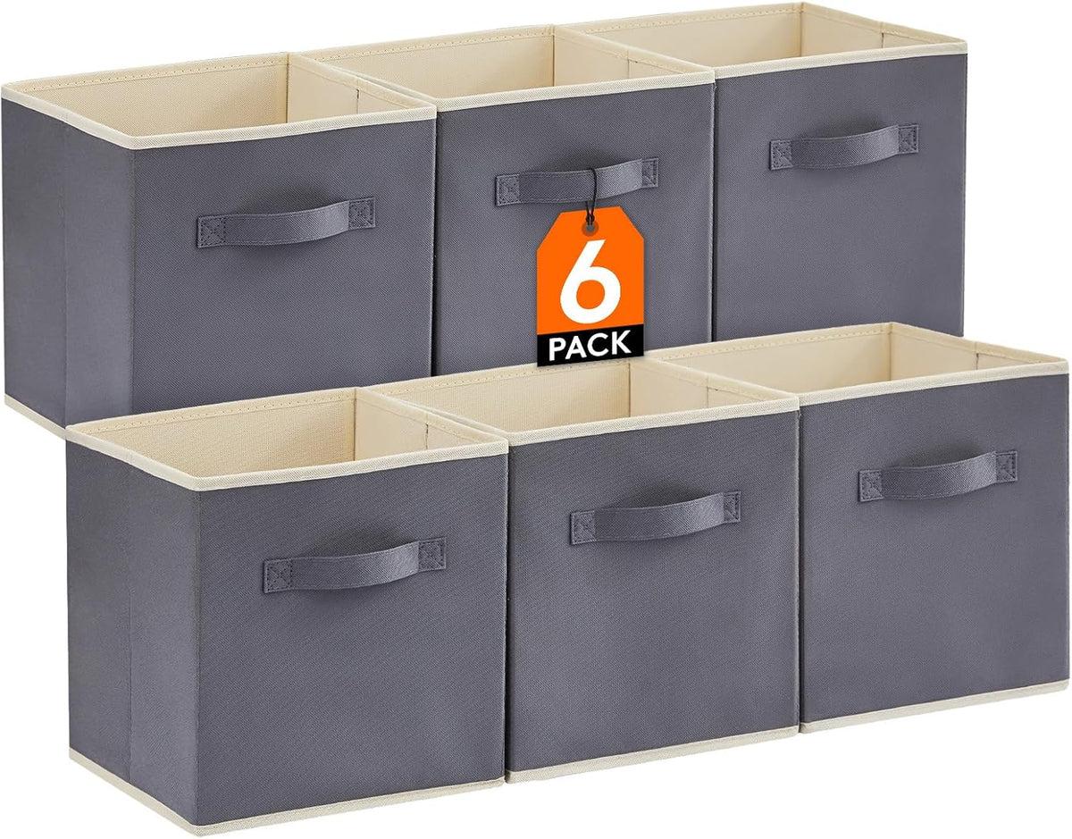 Lifewit Collapsible Fabric Storage Cubes Bins Set 11 Inch, Foldable Cubby Organizers Boxes, 6 Pack