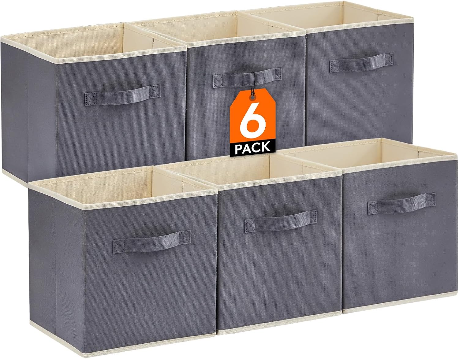 Lifewit Collapsible Fabric Storage Cubes Bins Set 11 Inch, Foldable Cubby Organizers Boxes, 6 Pack