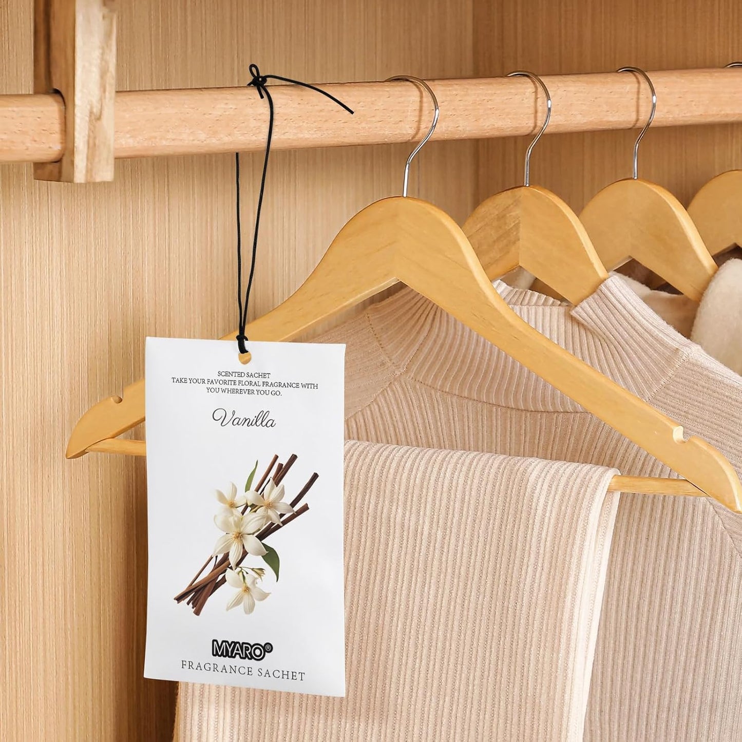 MYARO 12 Packs Vanilla Scented Sachets for Drawer and Closet, Long-Lasting Closet Sachet Bags