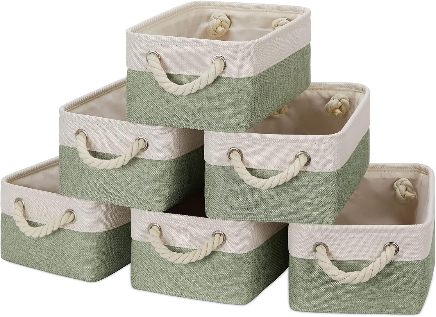 Temary Small Storage Baskets Small Fabric Bins for Closet, 6 Pack Decorative Storage Boxes with