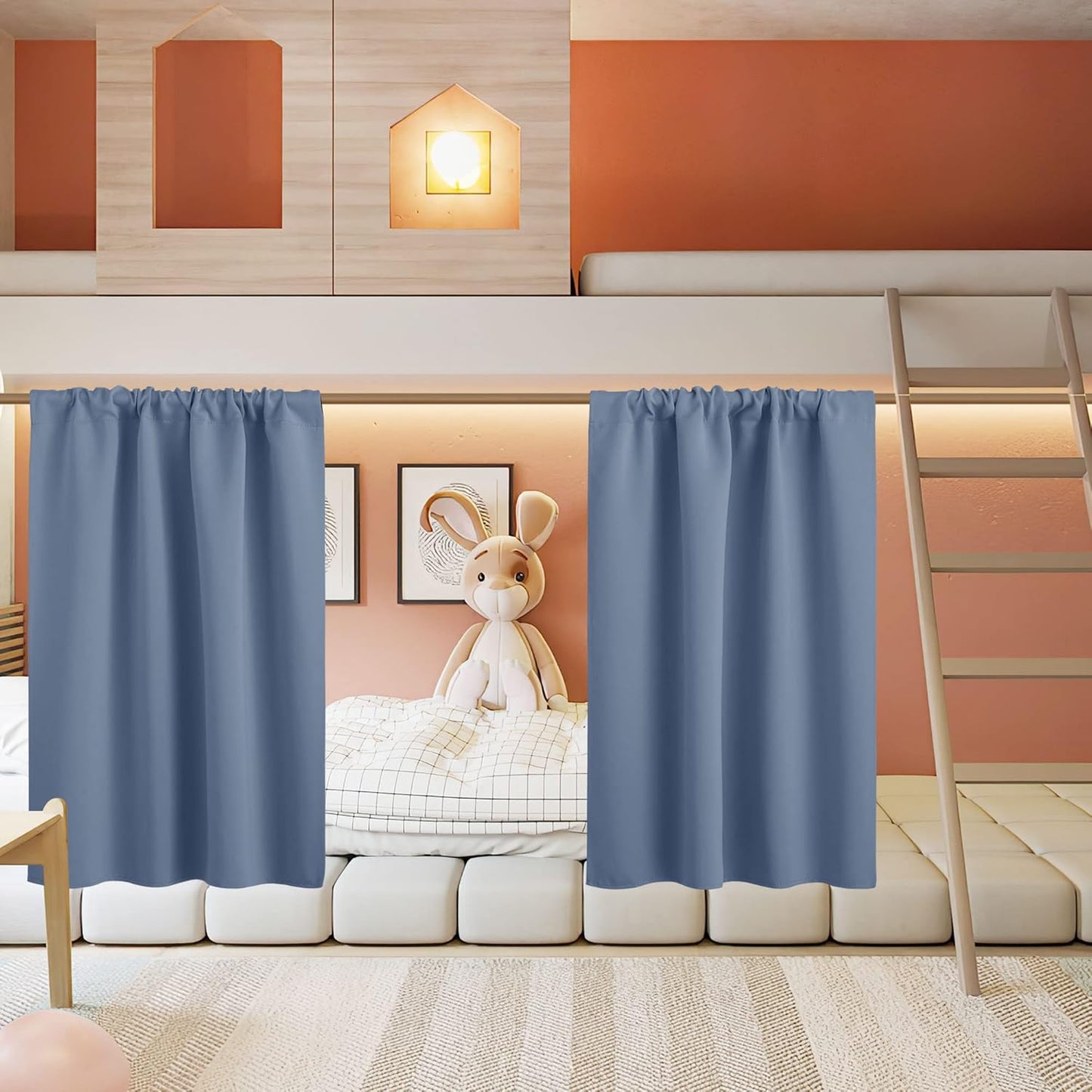RYB HOME Small Curtains for Bathroom Windows, Blackout Blinds Shades for Bedroom Dorm Storage