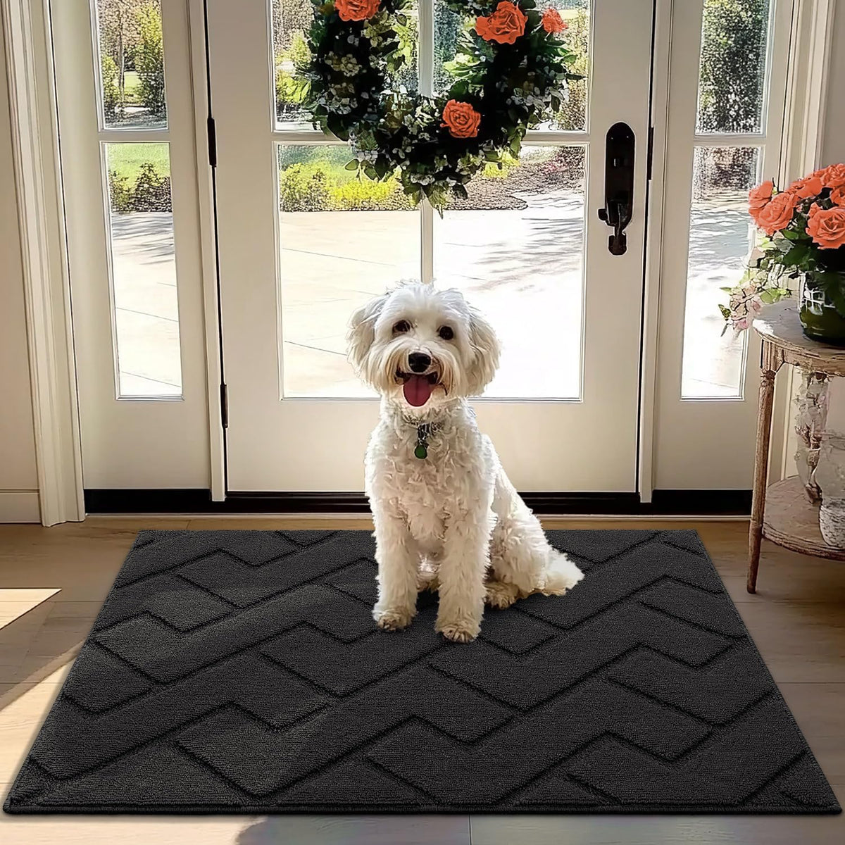 hicorfe Front Door Mat Outside Entrance,32"x40" Absorbent Muddy Dirt Resist Welcome Door Mats