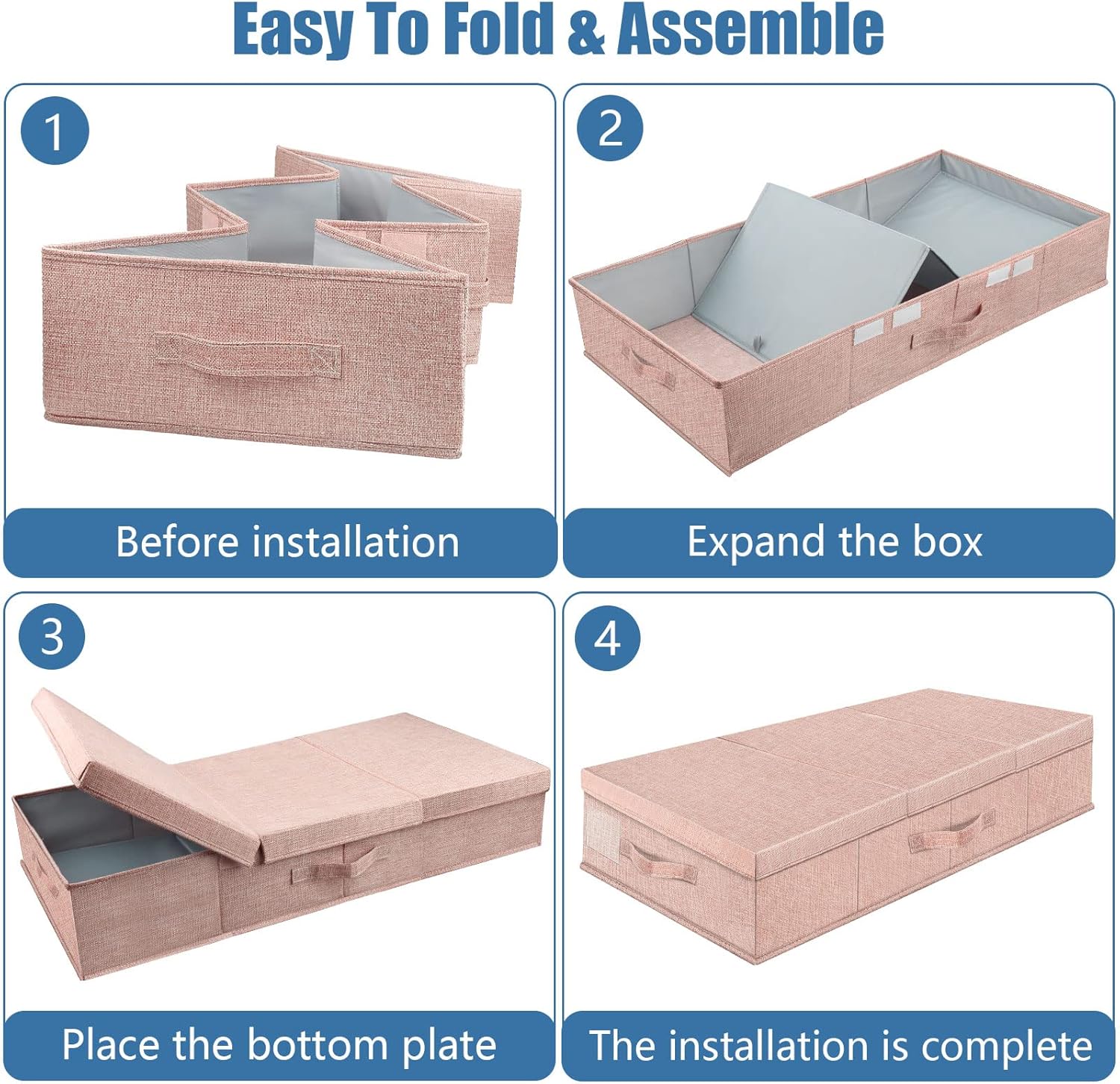 Underbed Storage Containers Bin with Lids, Large Under Bed Storage Organizer Box with Handle