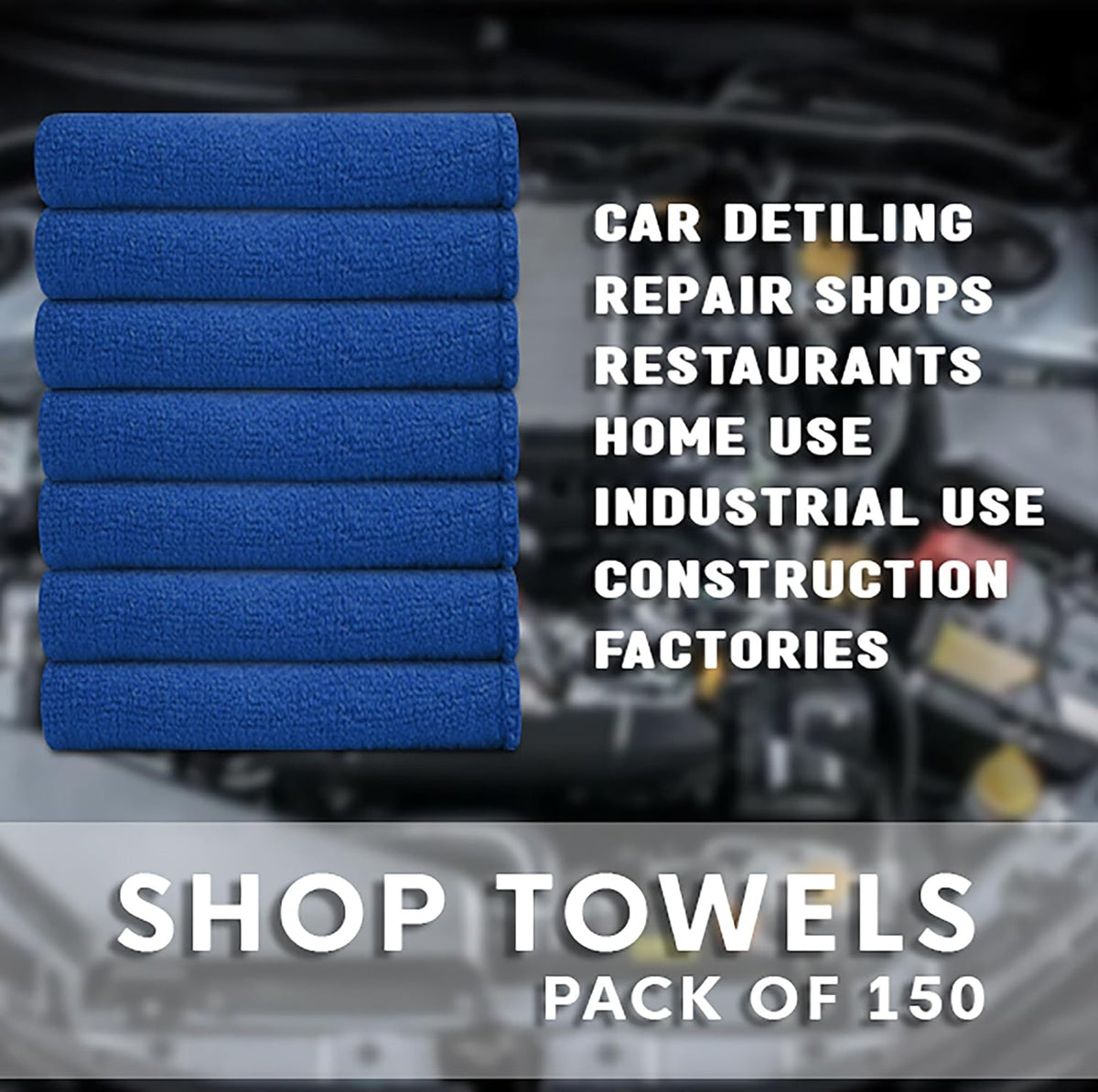 Cotton Shop Towels - Pack of 25 Cleaning Rags 12'' x 14'' - Super Soft and Absorbent Shop Rags for