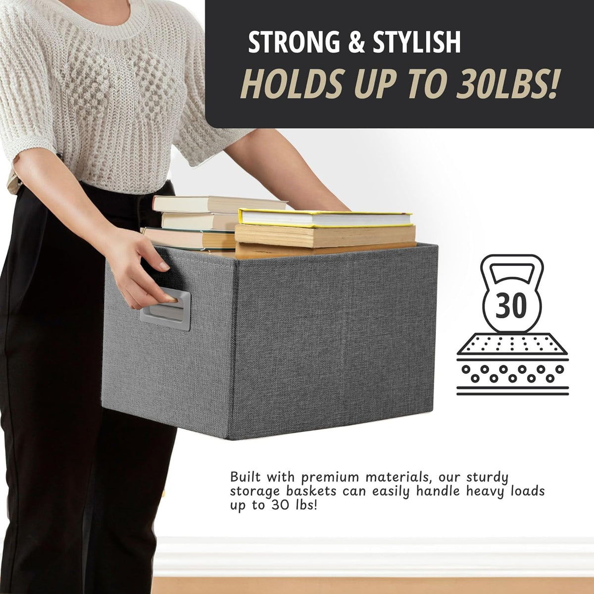 DECOMOMO Storage Bins for Shelves Robust Fabric Closet Bins for Shelves Toy Storage Clothes Books
