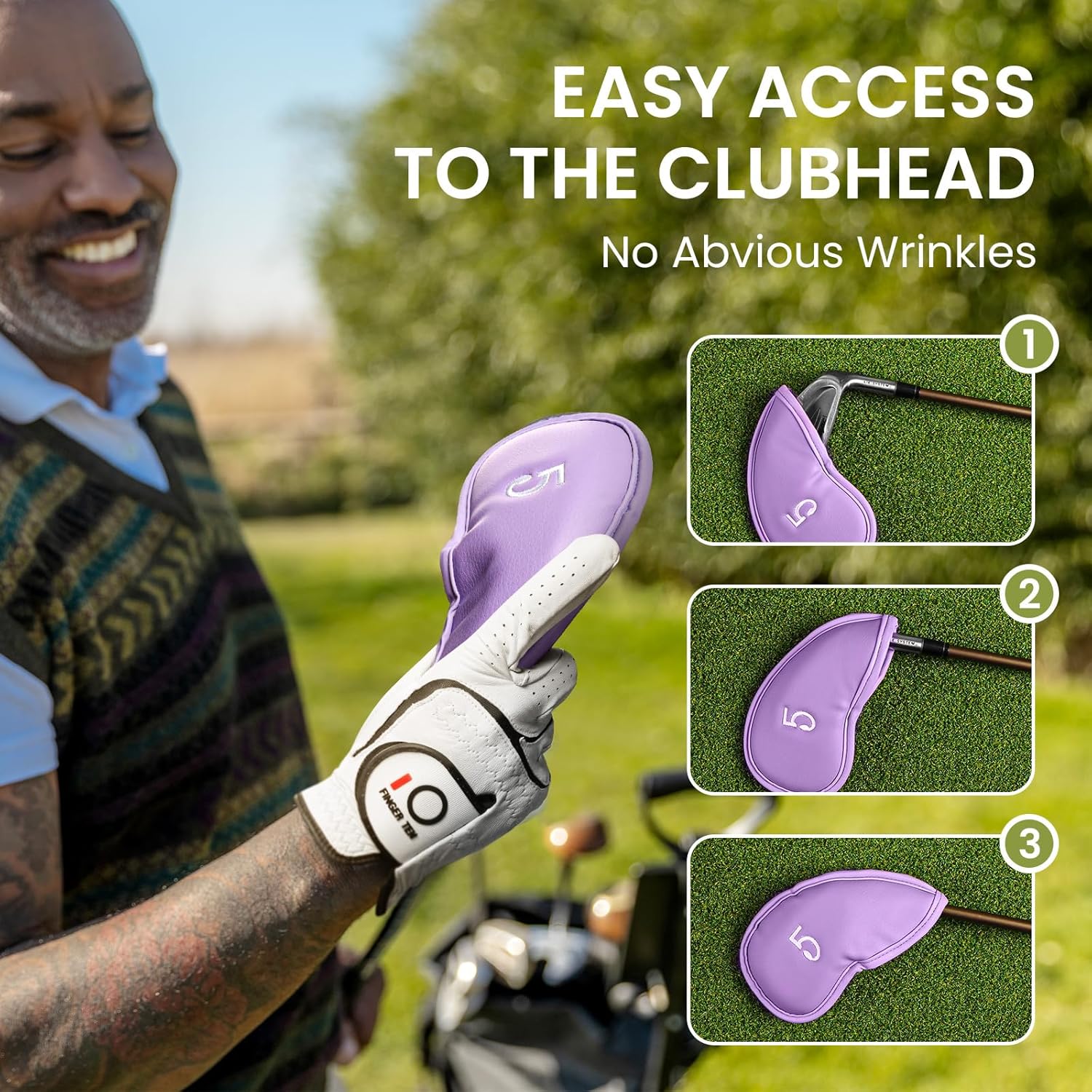 FINGER TEN Premium Synthetic Leather Stylish Iron & Wedge Golf Head Covers Value 12 Piece Set