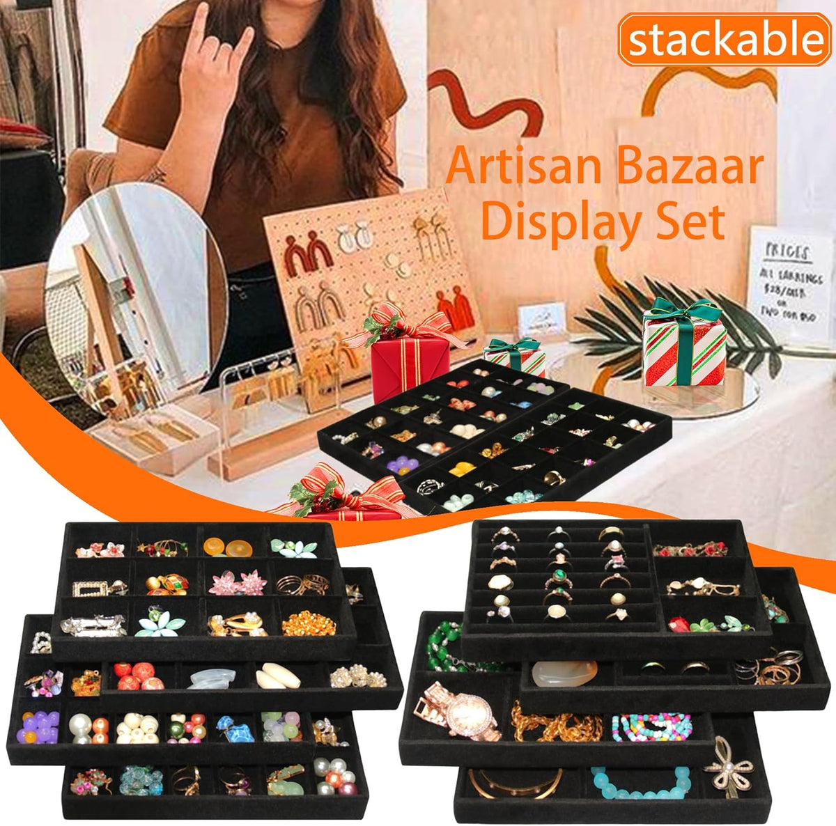 Jewelry Organizer Drawer 8 Set Jewelry Boxes Velvet Jewelry Drawer Organizer Stackable Jewelry Tray