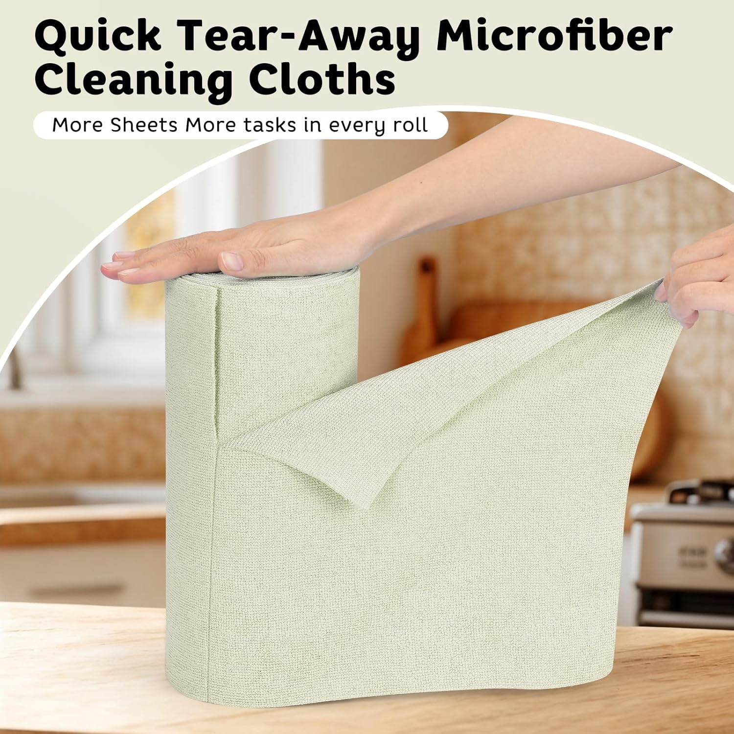 Matthew Microfiber Cleaning Cloth Roll 72Pack (12" x 12") Reusable Paper Towels&Washable Tear Away
