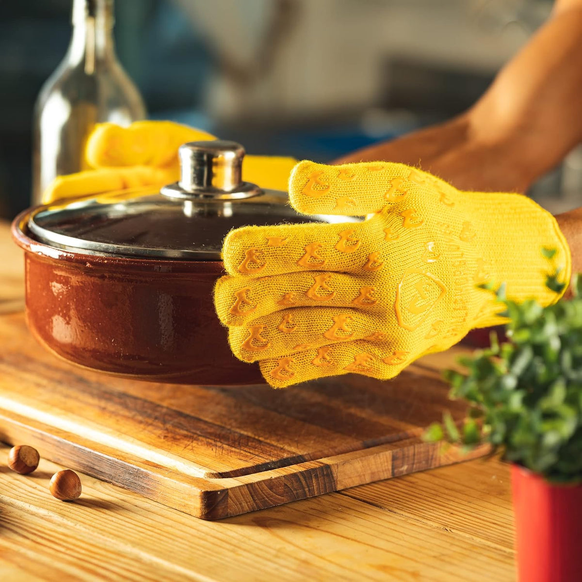 Grill Armor Oven Gloves 932°F Extreme Heat & Cut Resistant Oven Mitts with Fingers for BBQ