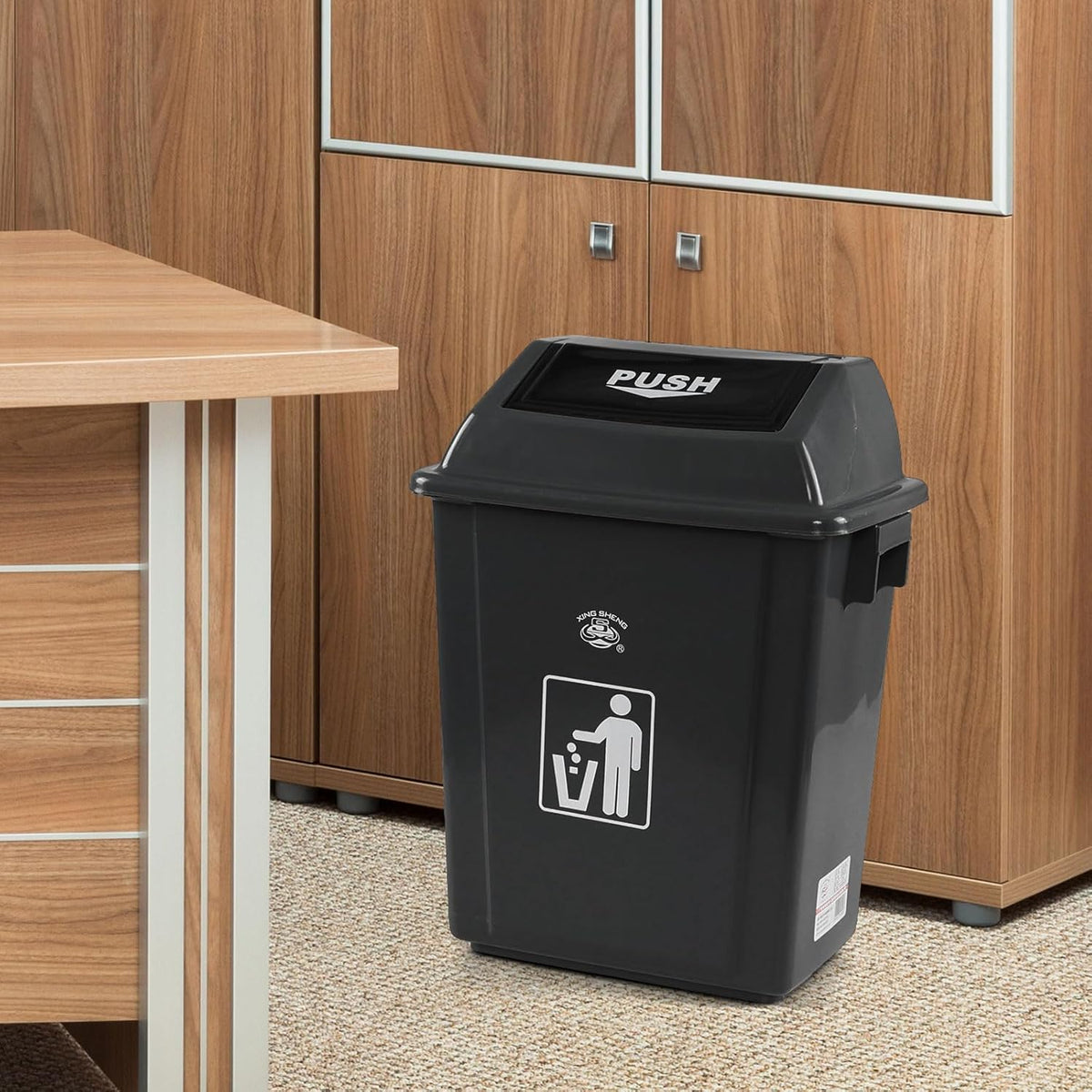 4 Pack Plastic Swing Lid Trash Can, 6 Gallon Trash Cans with Swing Lid, Grey