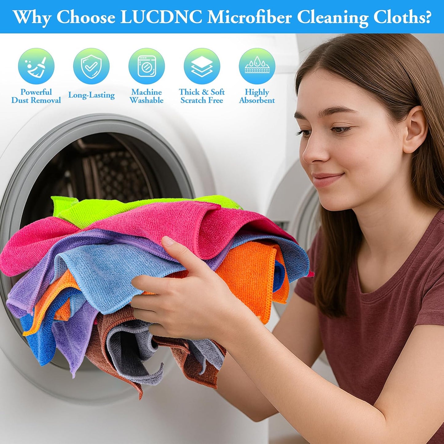Microfiber Cleaning Cloths 16 Pack 8 Color Cleaning Rags for Housekeeping Home Kitchen Bathroom