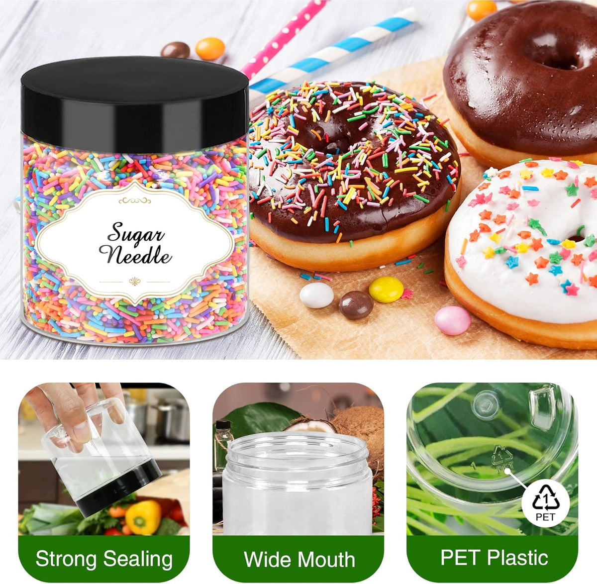 Plastic Jars with Lids, 48 Pcs 6 OZ Slime Containers with Screw On Lids Clear Round Plastic Storage