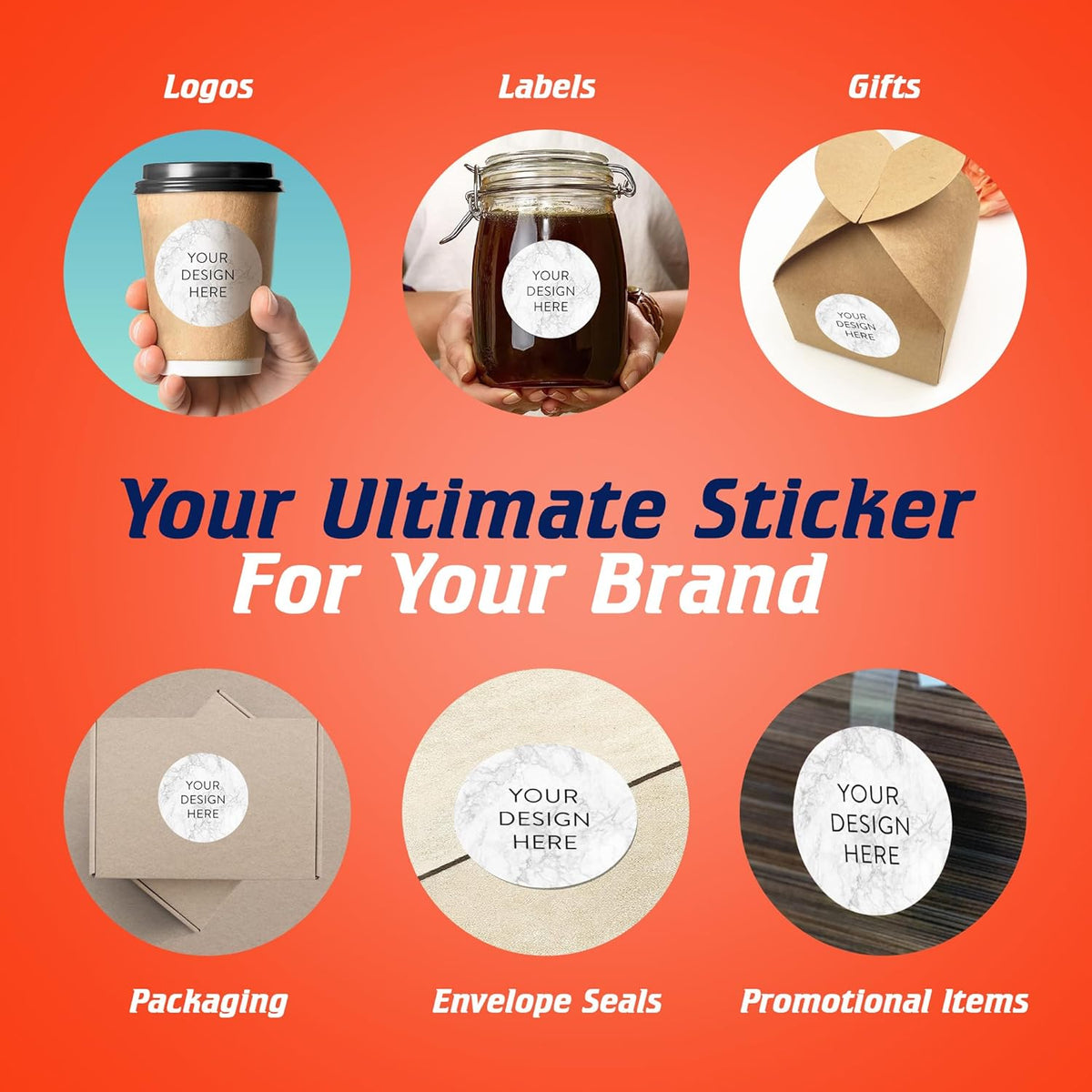 100 Custom Vinyl Stickers - Upload Your own Image, Text, Design, Logo - Personalized Logo Labels