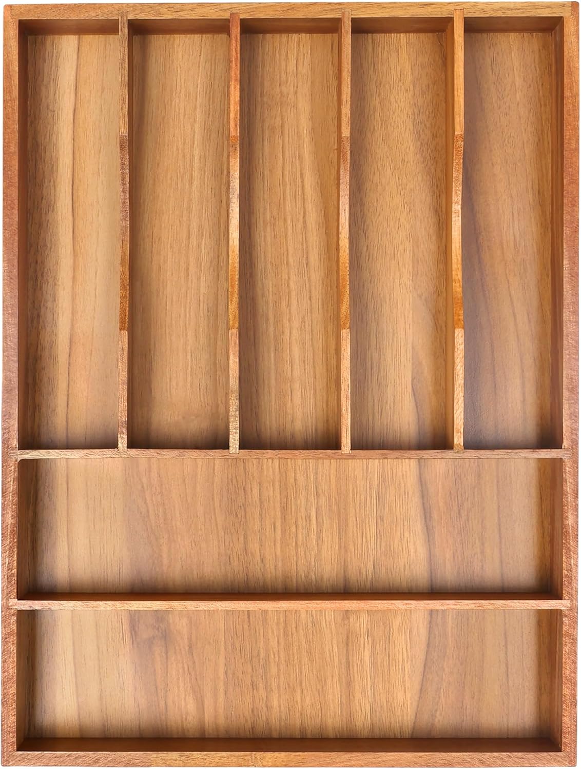 Bellsal Bamboo Silverware Organizer, 12"x15.7" Utensil Holder Cutlery Tray with Grooved Drawer
