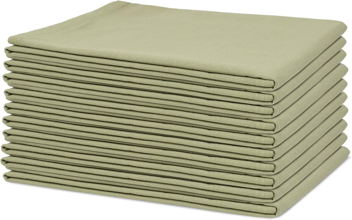 Organic Cotton Sage Flour Sack Kitchen Towels - 10 Pack, 27"x27", Highly Absorbent, Lint-Free Flour