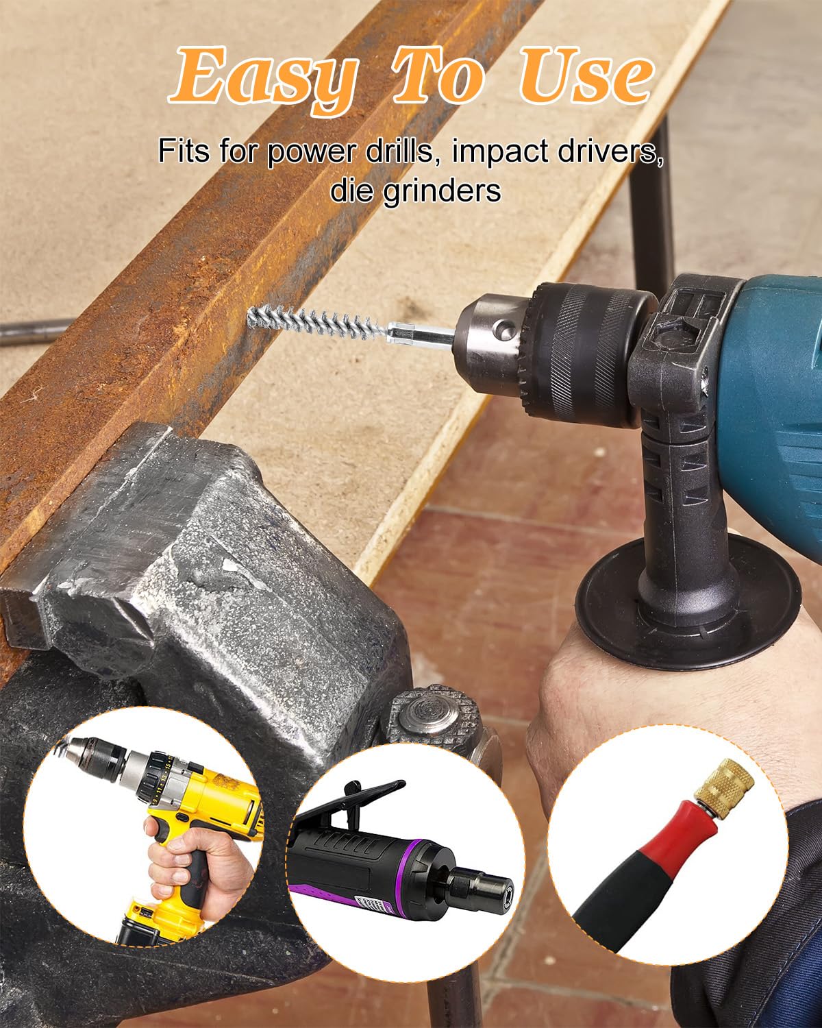 24 pcs Bore Brush for Drill, Stainless Steel Wire Cleaning Brush Set, Abrasive Wire Bore Brushes