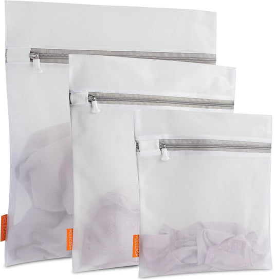 Polecasa 3Pcs Extra Durable Fine Mesh Laundry Bags with Sturdy Zipper for Delicates, Protect