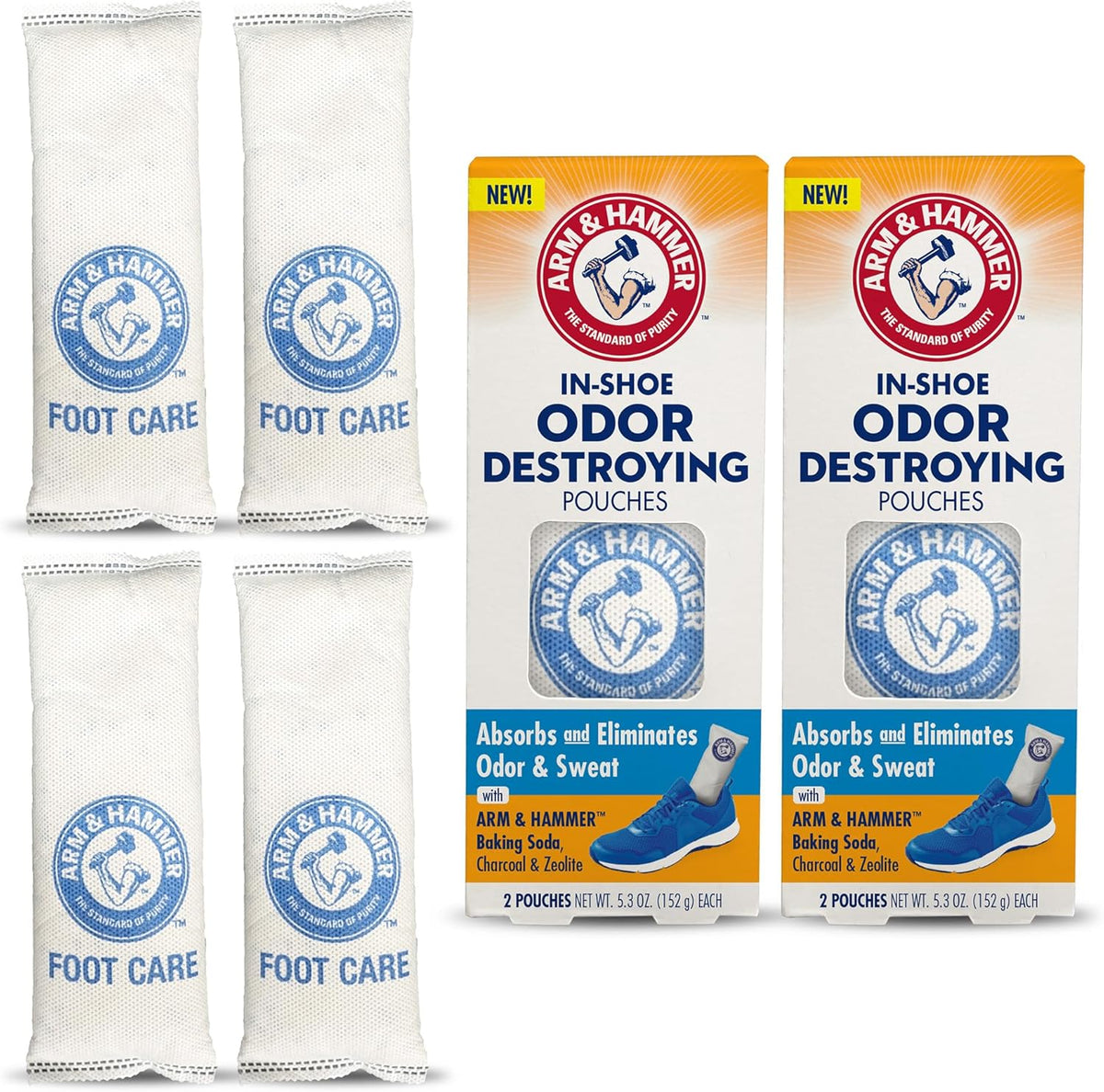 Arm & Hammer In-Shoe Odor Destroying Pouches, Shoe Deodorizer Insert for Reducing Odor and