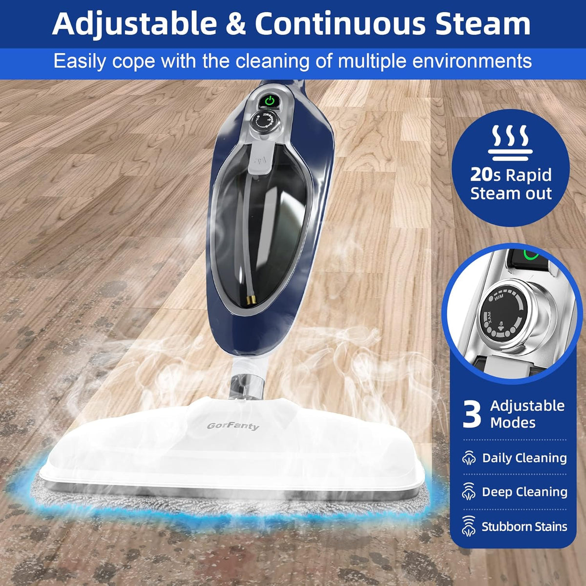 Steam Mop - 10-in-1 Floor Steamer Detachable MultiPurpose Handheld Steam Cleaner for