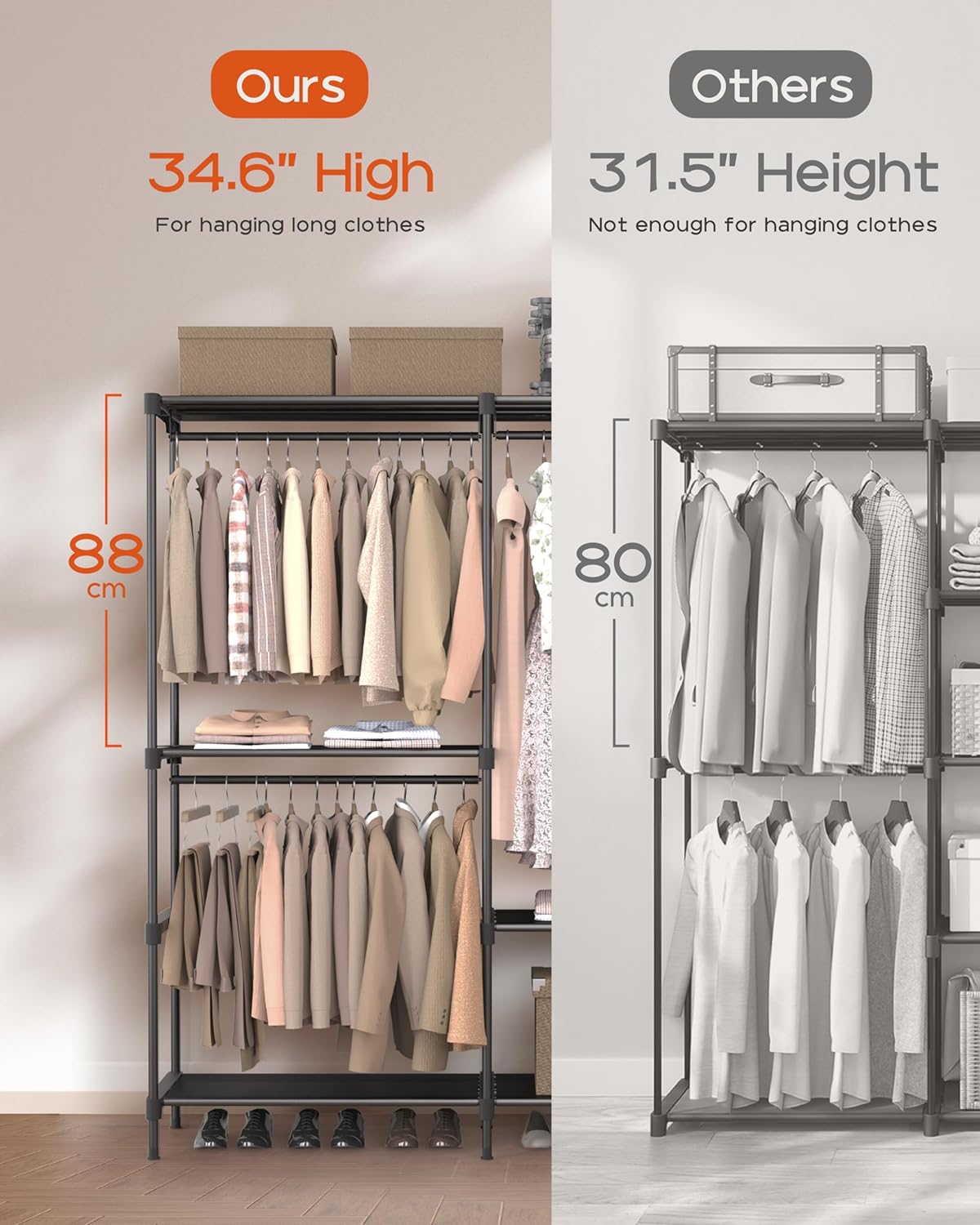 Clothes Rack, Portable Closet, 80.7 Inch Extra Large Capacity Wardrobe Closet, Clothes Storage
