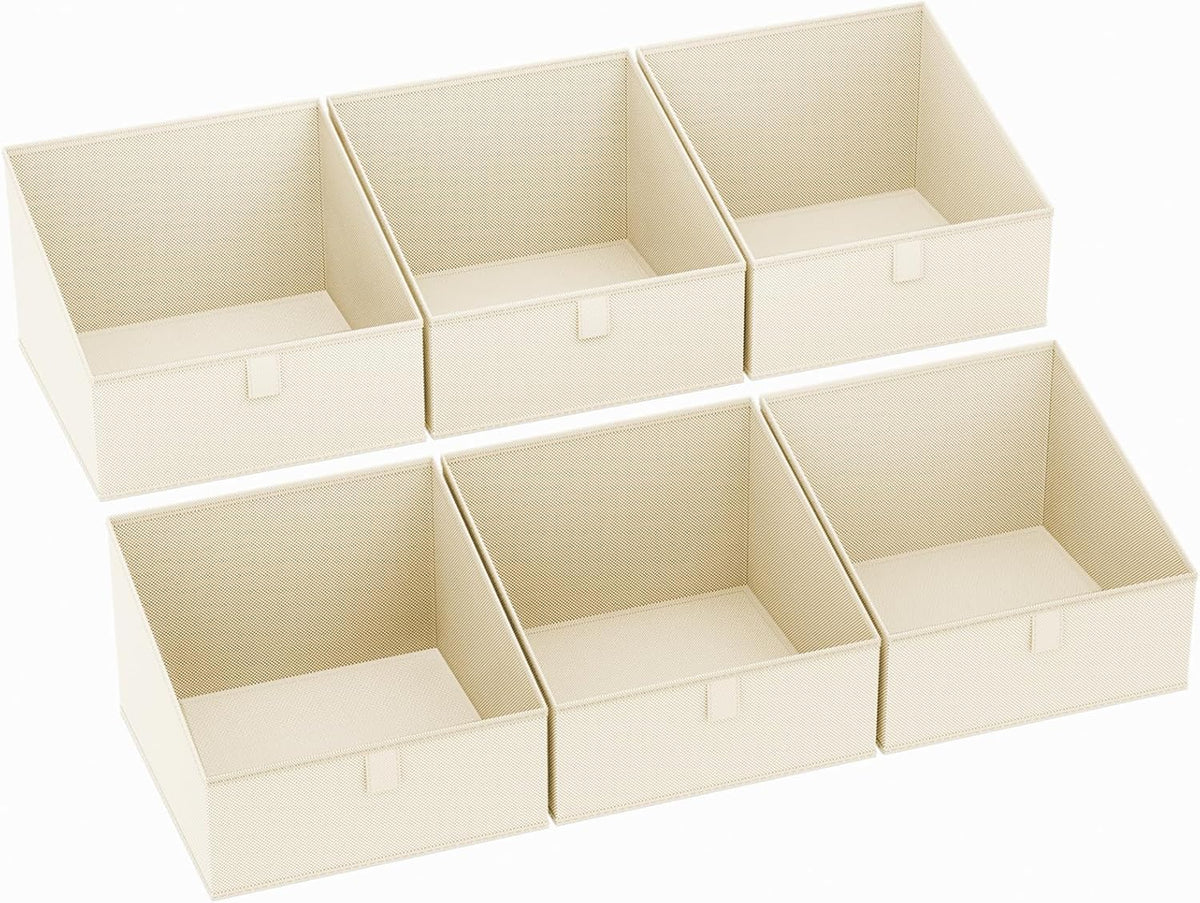 DIMJ Clothing Organizer Storage Boxes - 6 Packs Fabric Traprzoid Storage Bakskets, Fabric Bins for