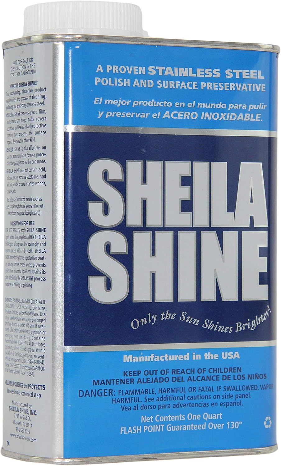 Sheila Shine 1 Quart Can Stainless Steel Cleaner and Polish, Protects Household Kitchen Surfaces