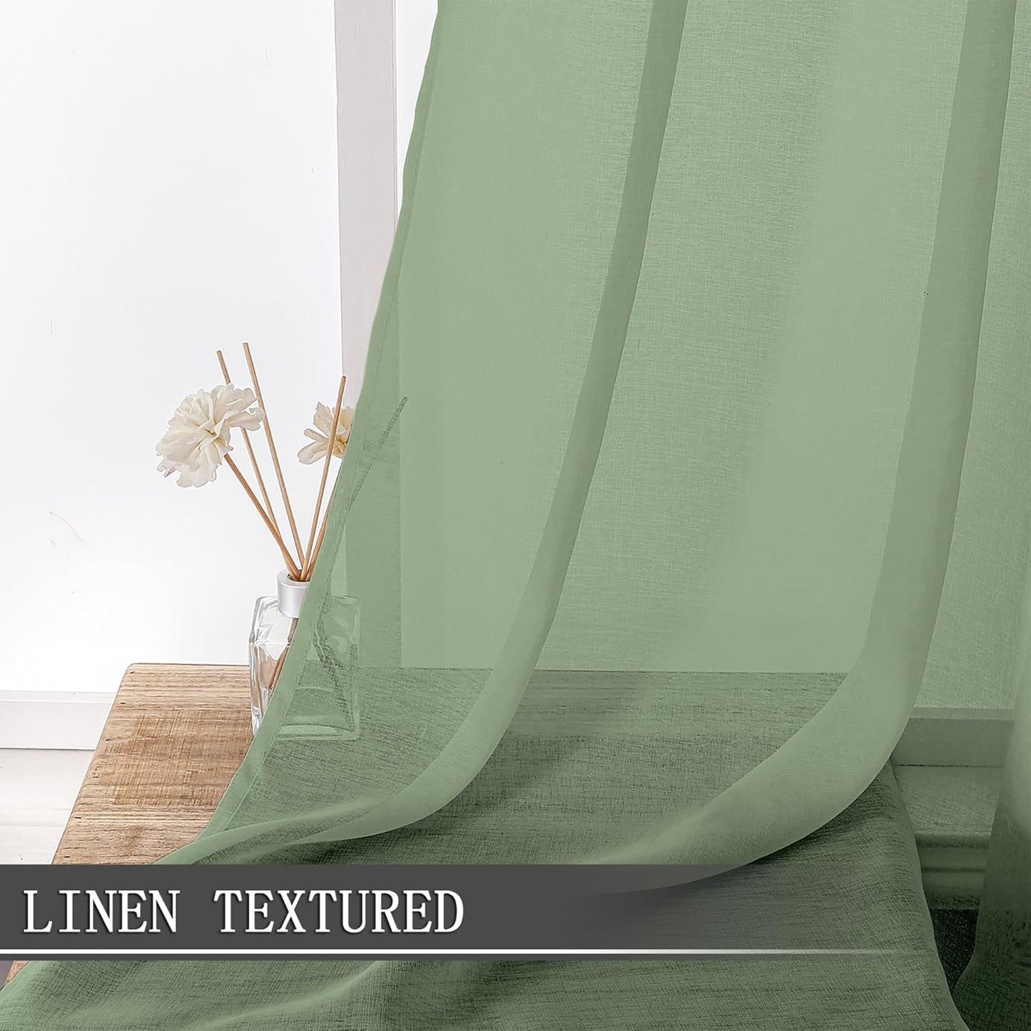 Tollpiz Sheer Tier Curtains Kitchen Linen Textured Half Curtain Sheers Light Filtering Rod Pocket