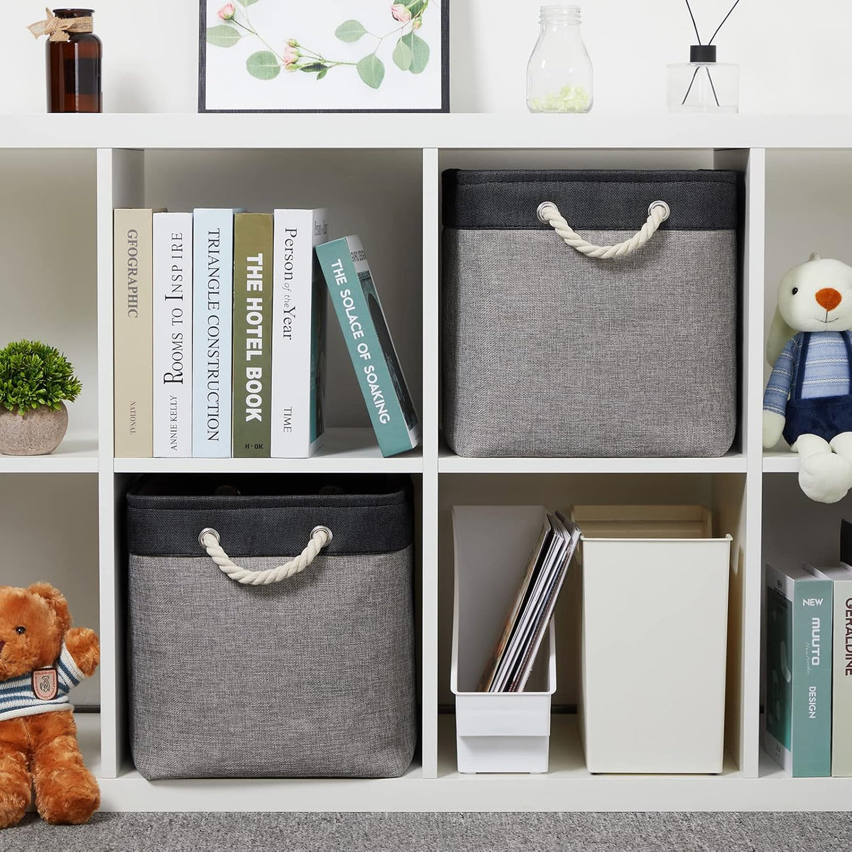 Temary Large Storage Baskets 2 Pack Cloth Basket for Shelves Collapsible Decorative Storage