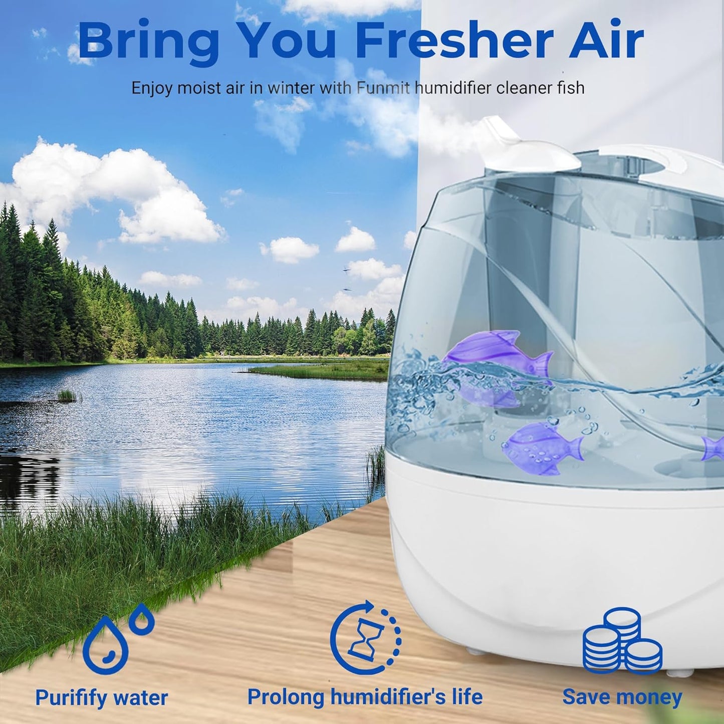 Funmit 6 Pack Universal Humidifier Cleaner Fish Compatible with Almost All Humidifiers and Fish