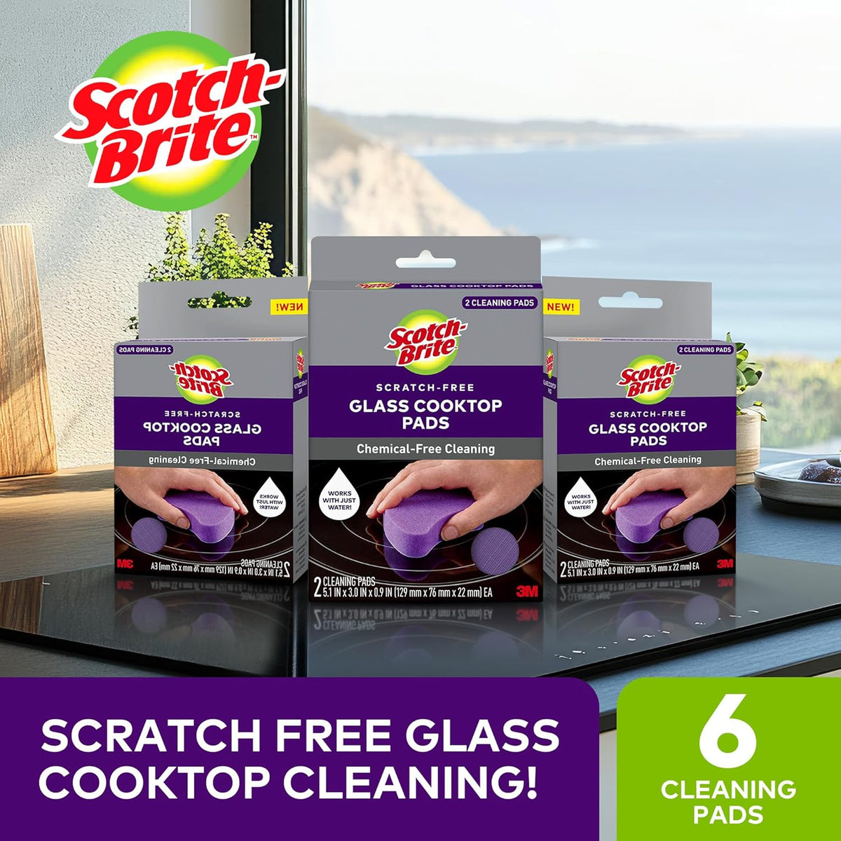 Scotch-Brite Glass Cooktop Pads, Scratch-Free & Non-Abrasive Scrubbers for Glass or Ceramic